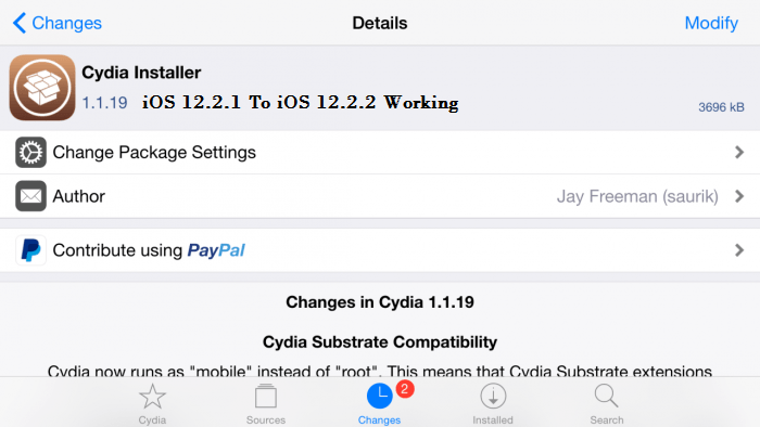 jailbreak iOS 12.2.1 Electra (V_12.2.1.ipa) Best Option Cydia Install Brief in.