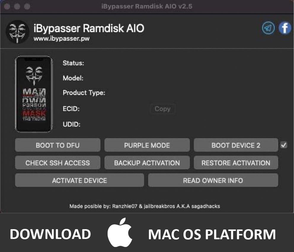 iBypasser 3.8 iOS / iPadOS 15.6 – iOS 16 iCloud Bypass – checkra1n